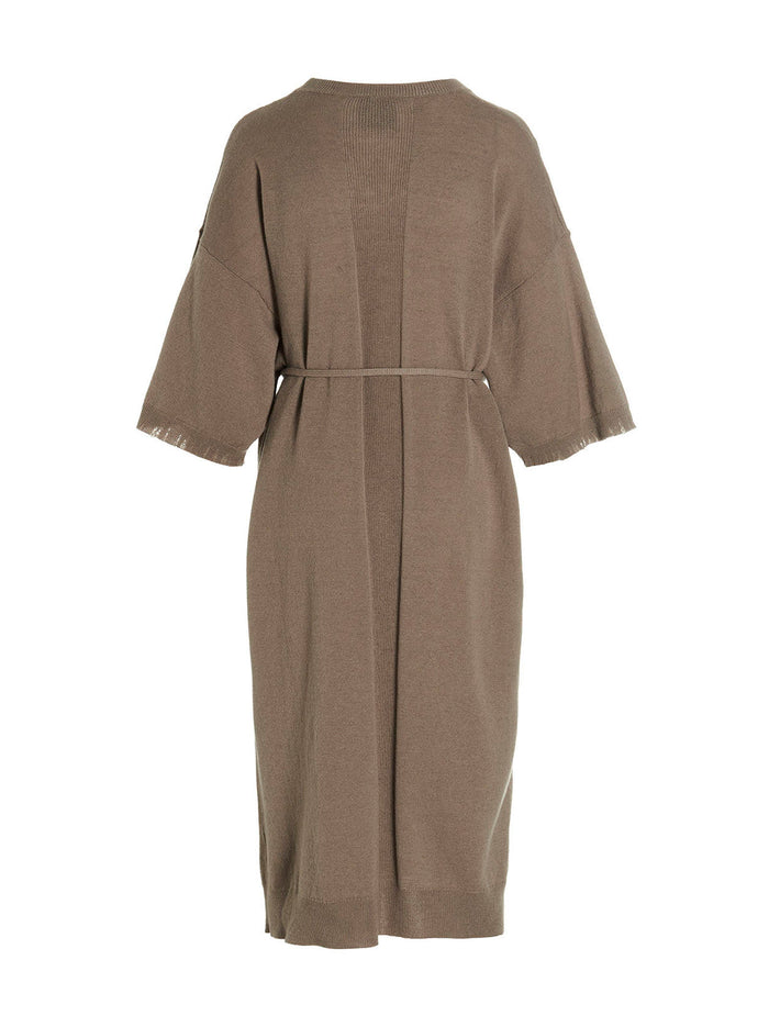 Knit long dress Beige Virgin Wool Cashmere