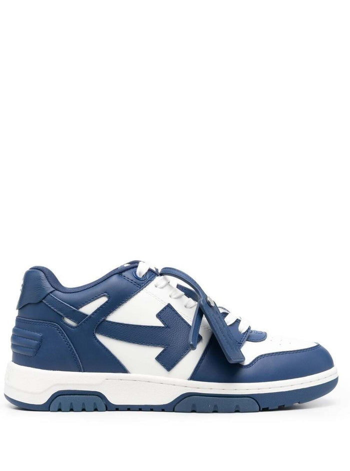 Out Of Office Black And Blue Low-Top Sneakers With Arrow Motif Tag Leather Man Blu Calf