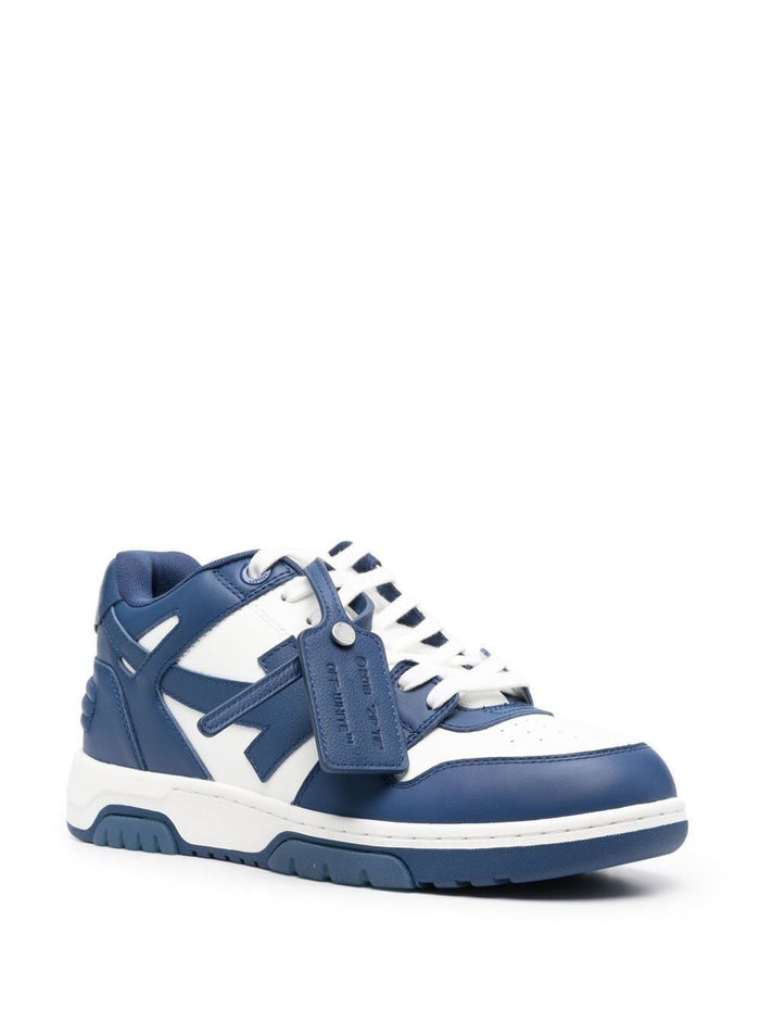 Out Of Office Black And Blue Low-Top Sneakers With Arrow Motif Tag Leather Man Blu Calf
