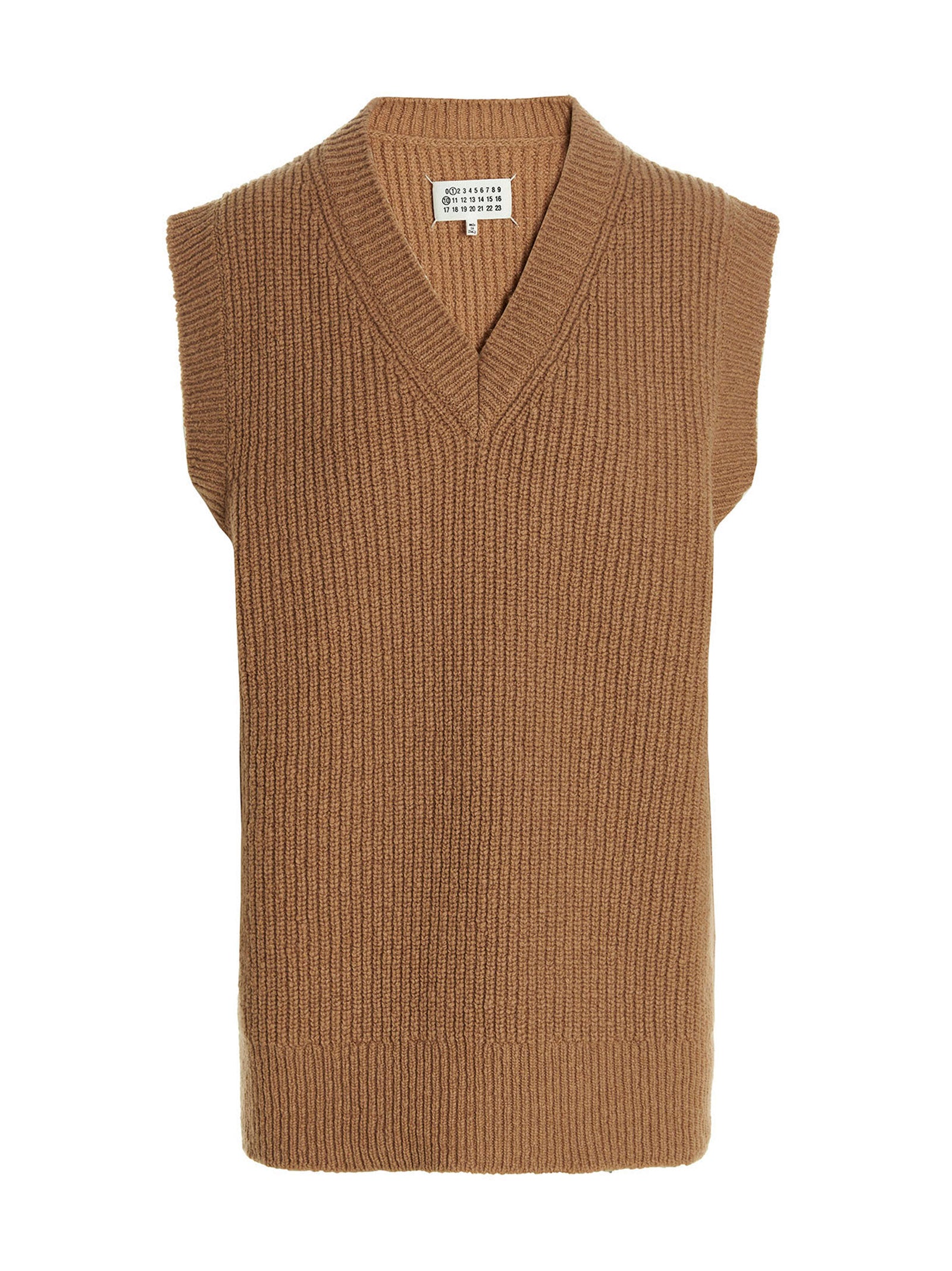 V-neck vest Beige Wool Cashmere Polyamide Gilet
