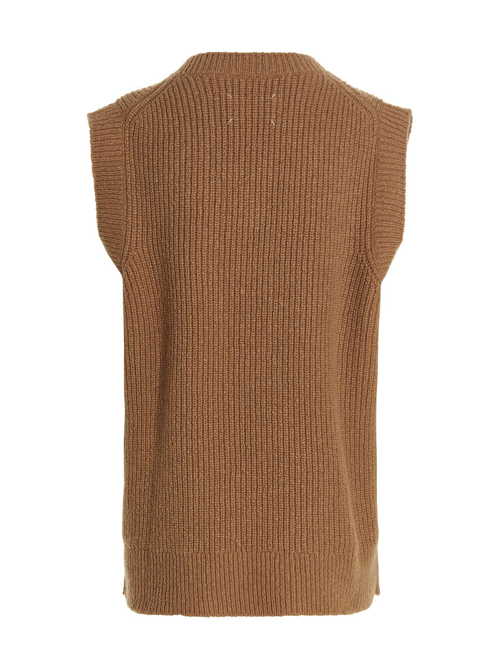 V-neck vest Beige Wool Cashmere Polyamide Gilet