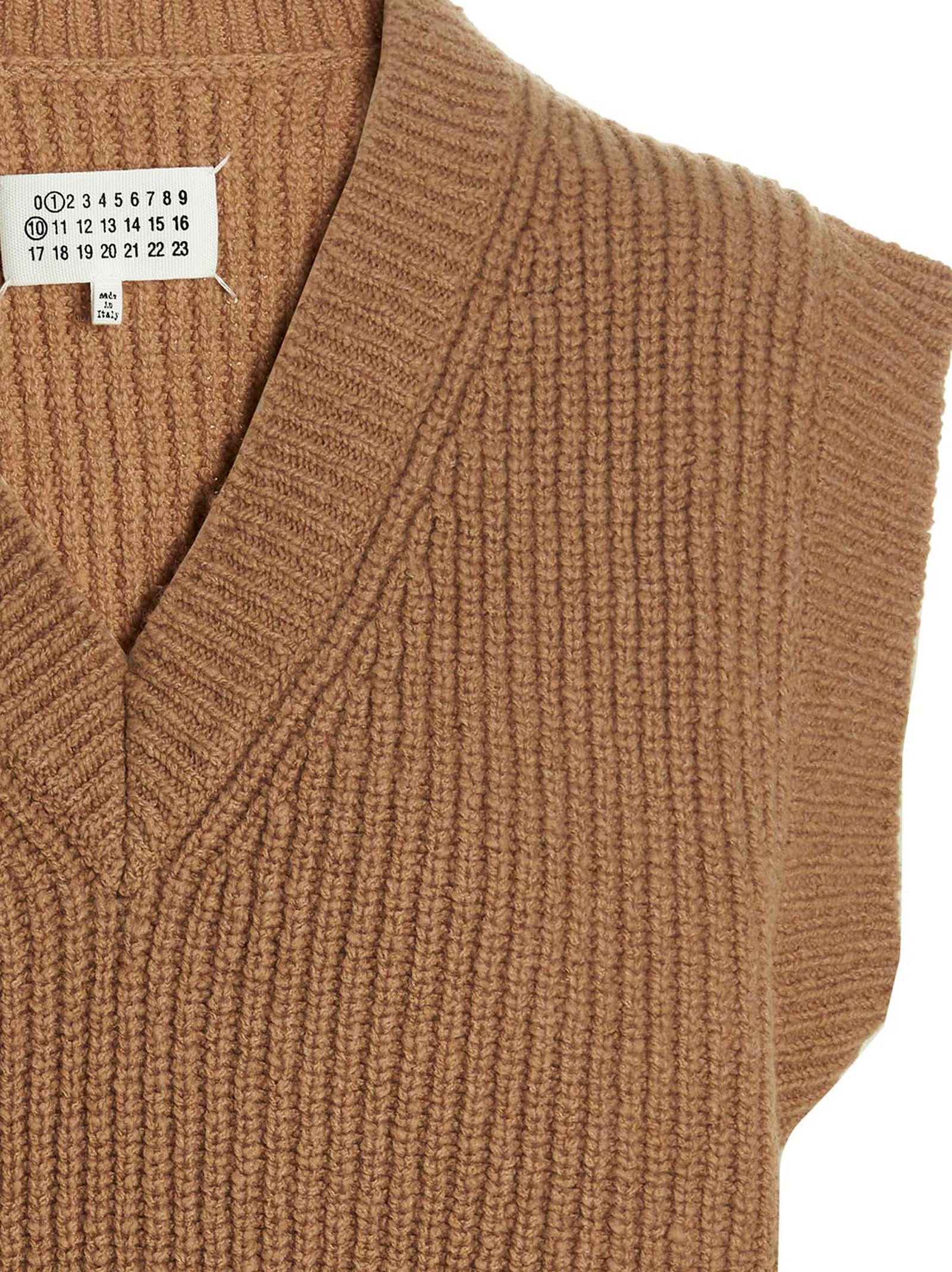 V-neck vest Beige Wool Cashmere Polyamide Gilet