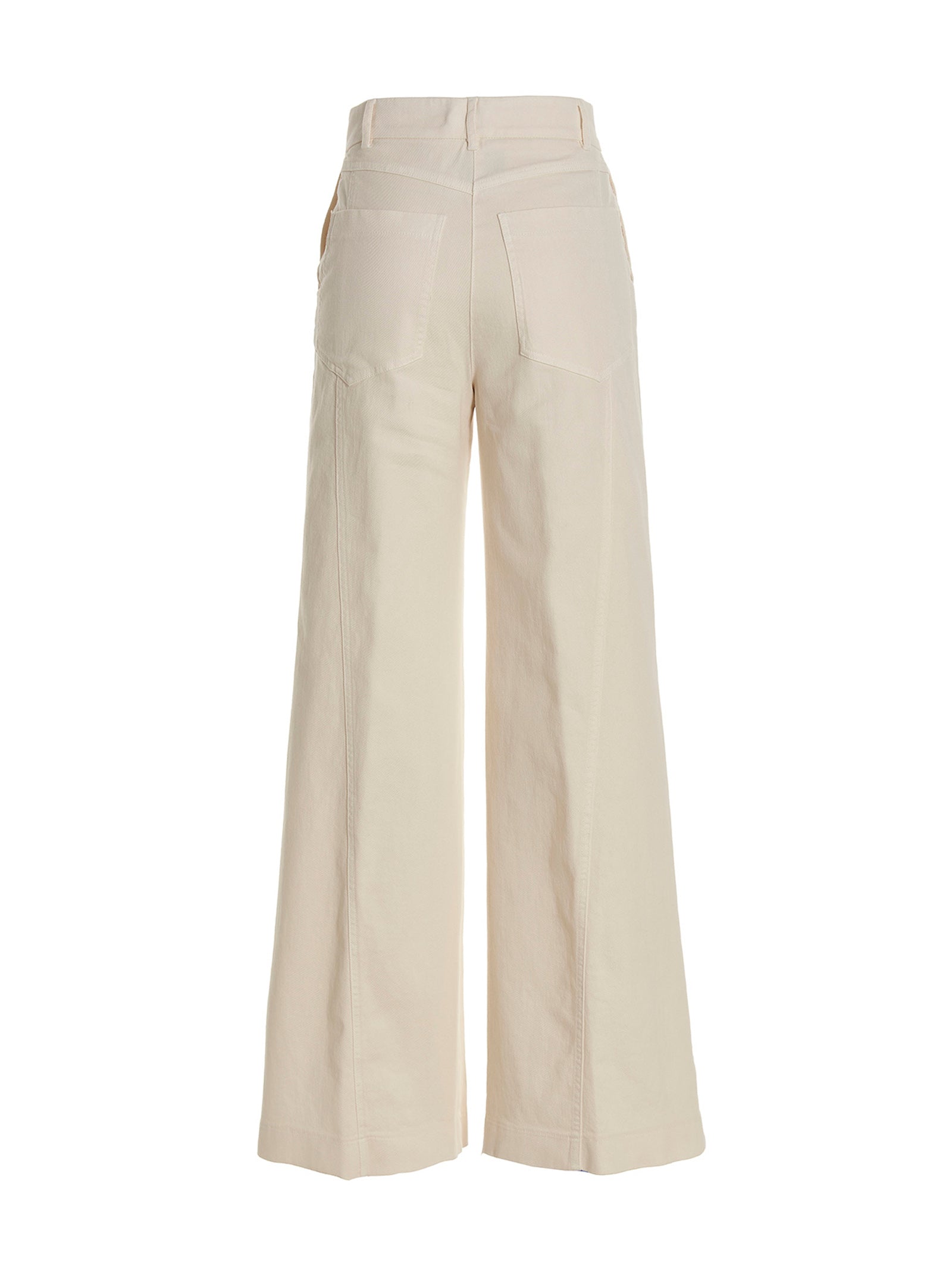 Wide Leg Jeans White Cotton Elastane