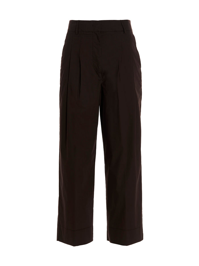Cropped Pants Brown Cotton