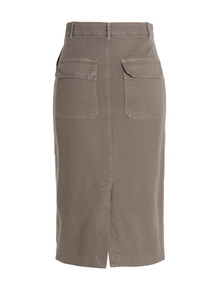 Midi Denim Skirt Gray Cotton Elastane