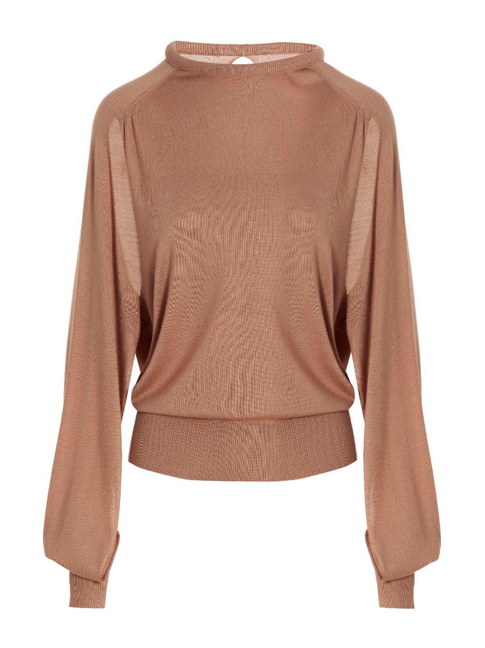 Cut out insert top sweater Beige Silk Sweater, Cardigans
