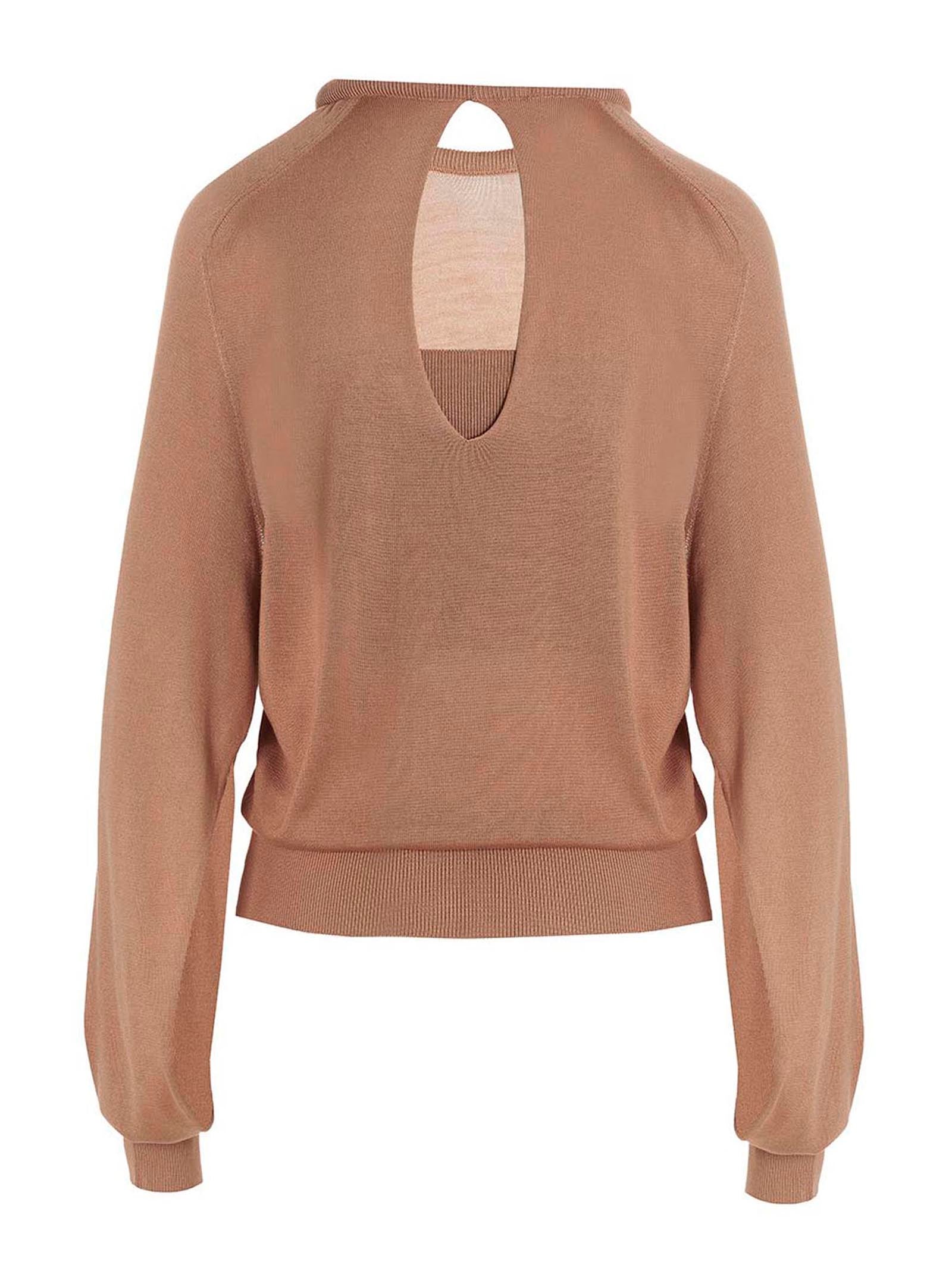 Cut out insert top sweater Beige Silk Sweater, Cardigans