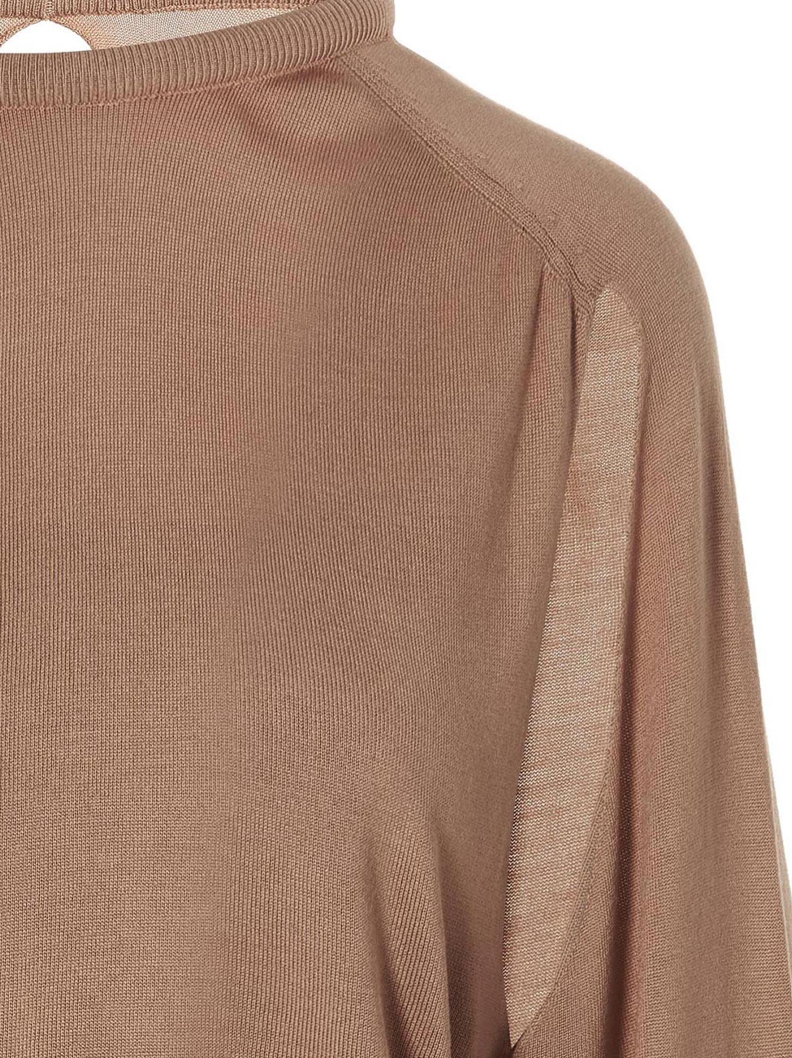 Cut out insert top sweater Beige Silk Sweater, Cardigans