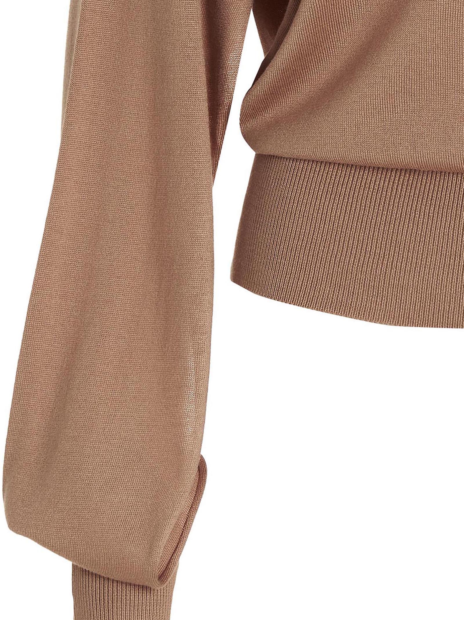 Cut out insert top sweater Beige Silk Sweater, Cardigans