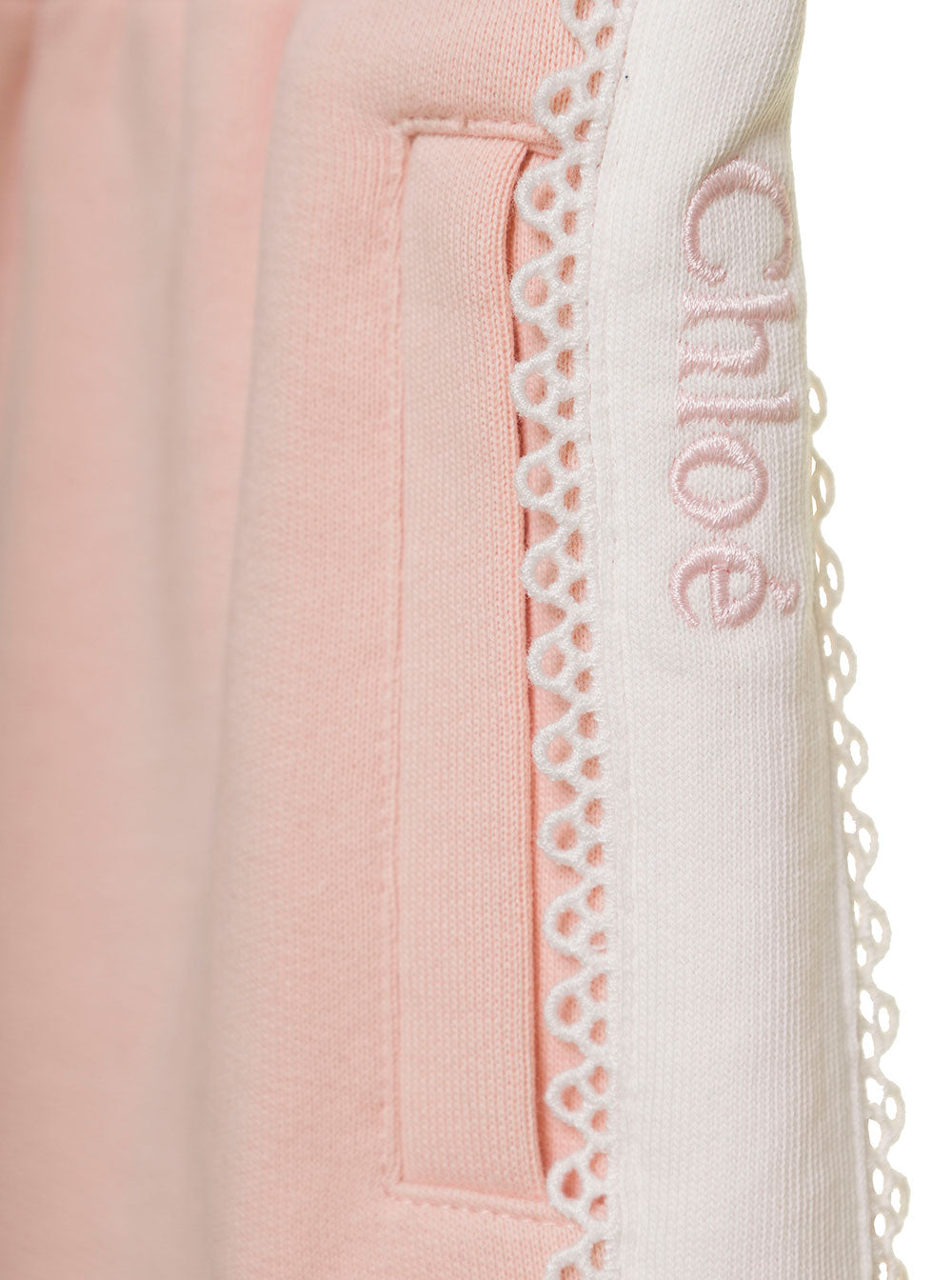 Light Pink Shorts With Logo Band Cotton Girl And Bermuda
