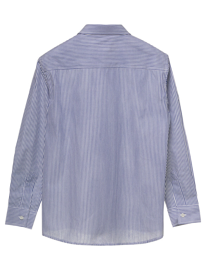 Blue Striped Shirt With Buttons Cotton Boy Blu And Blouses