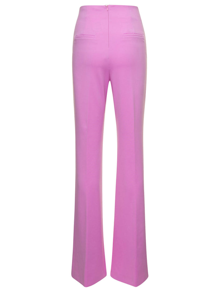 Pepper Pink Slightly Flared Pants With Invisible Zip Stretch Polyamide Woman Polyammide Elastan Trousers