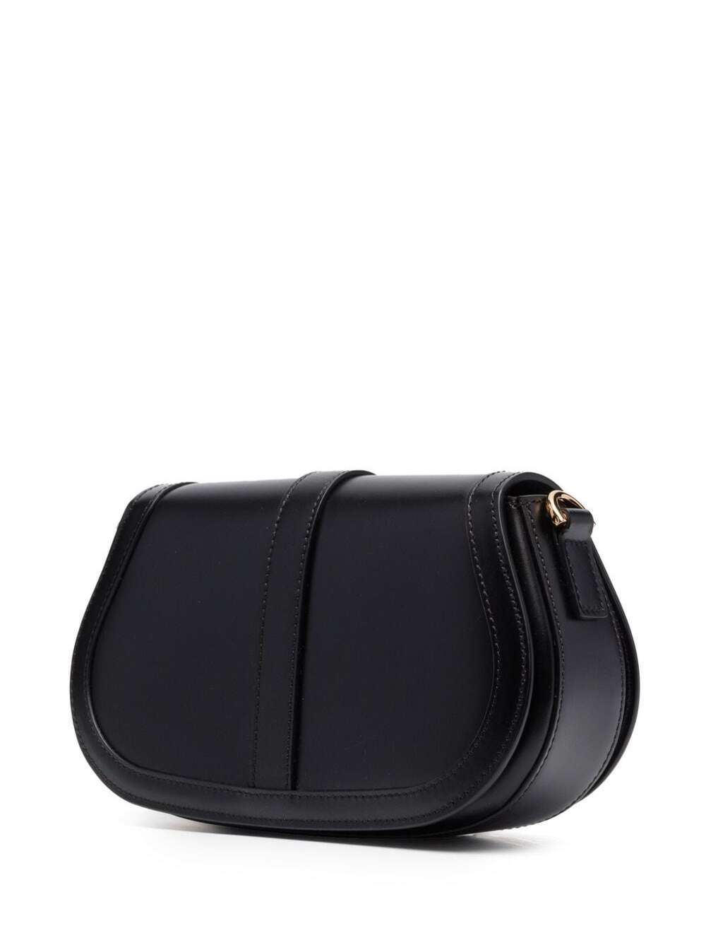Greca Goddess Medium Shoulder Bag Black Leather Woman Calf Crossbody