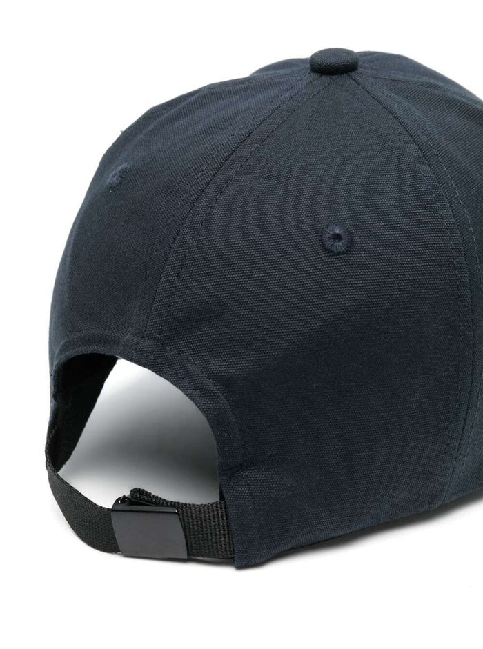 Blue Baseball Cap With Tonal Logo Embroidery Cotton Boy Blu Hats And Gloves