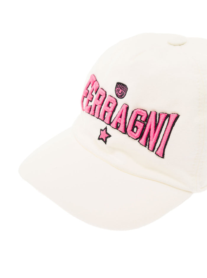 White Baseball Cap With Embroidered Logo Stretch Cotton Girl Elastan Hats And Gloves