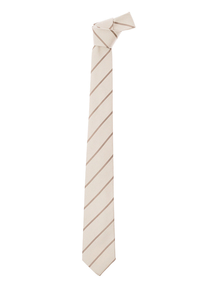 Beige Classic-Style Striped Tie Silk Man Papillon And Ties
