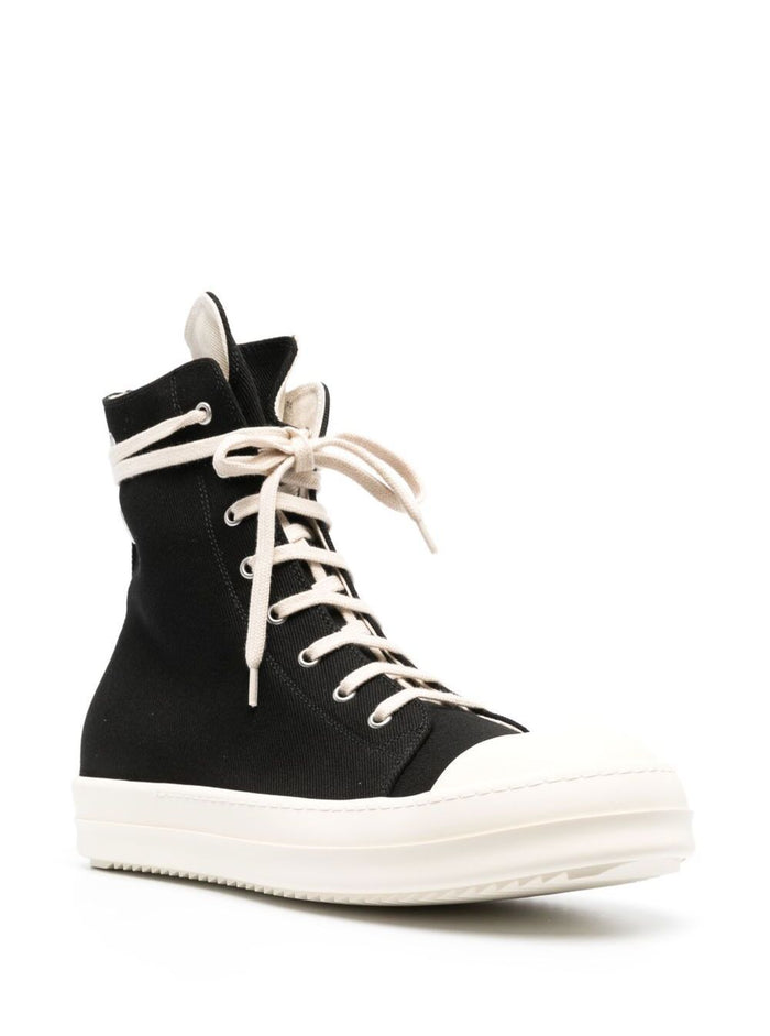 Sneaker Con Occhielli Black Cotton