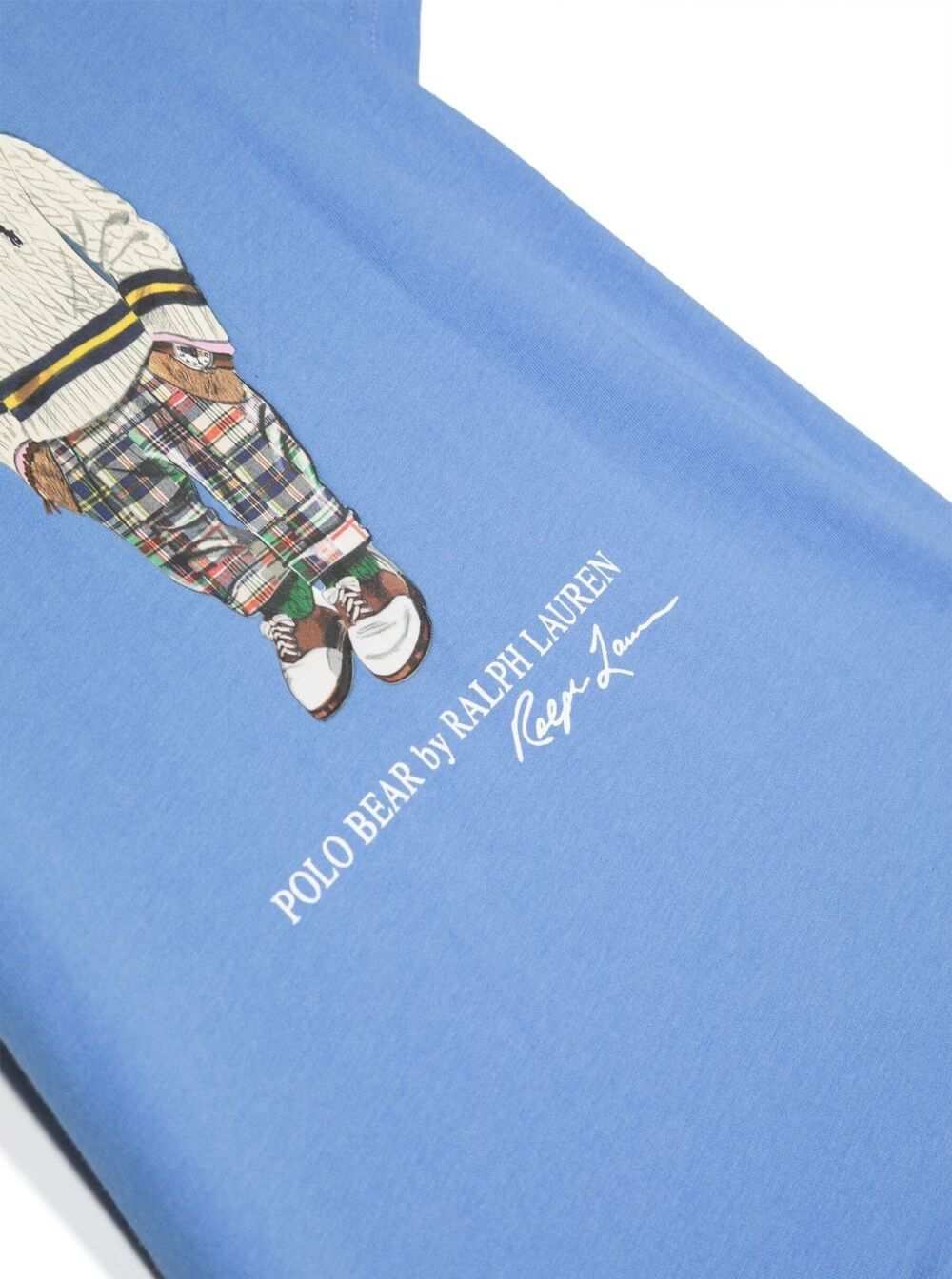 Light Blue Crewneck T-Shirt With Teddy Bear Print Cotton Boy Blu Tshirts And Polo Shirts