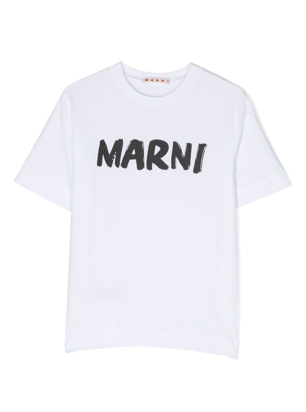 White Crewneck T-Shirt With Contrasting Logo Print Cotton Girl Jersey