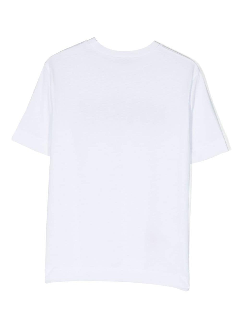 White Crewneck T-Shirt With Contrasting Logo Print Cotton Girl Jersey
