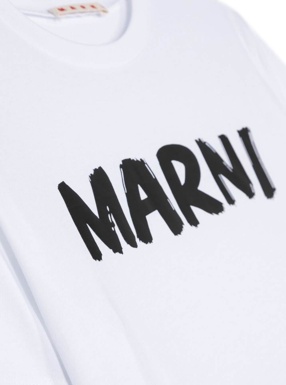 White Crewneck T-Shirt With Contrasting Logo Print Cotton Girl Jersey