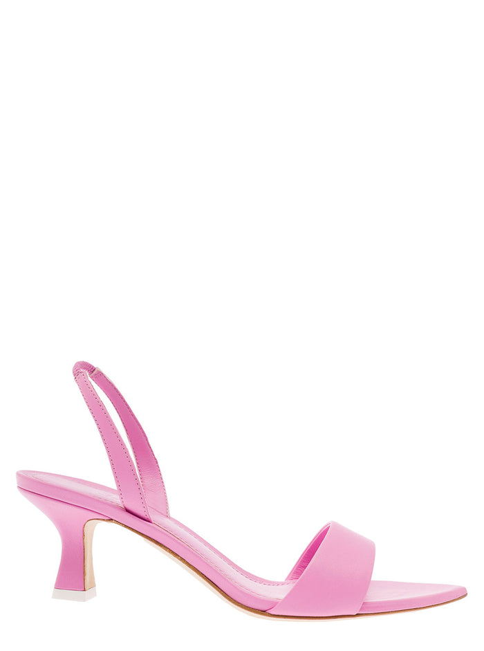 Orchid Pink Pointed Sandals Leather Woman Lamb Heel Shoes
