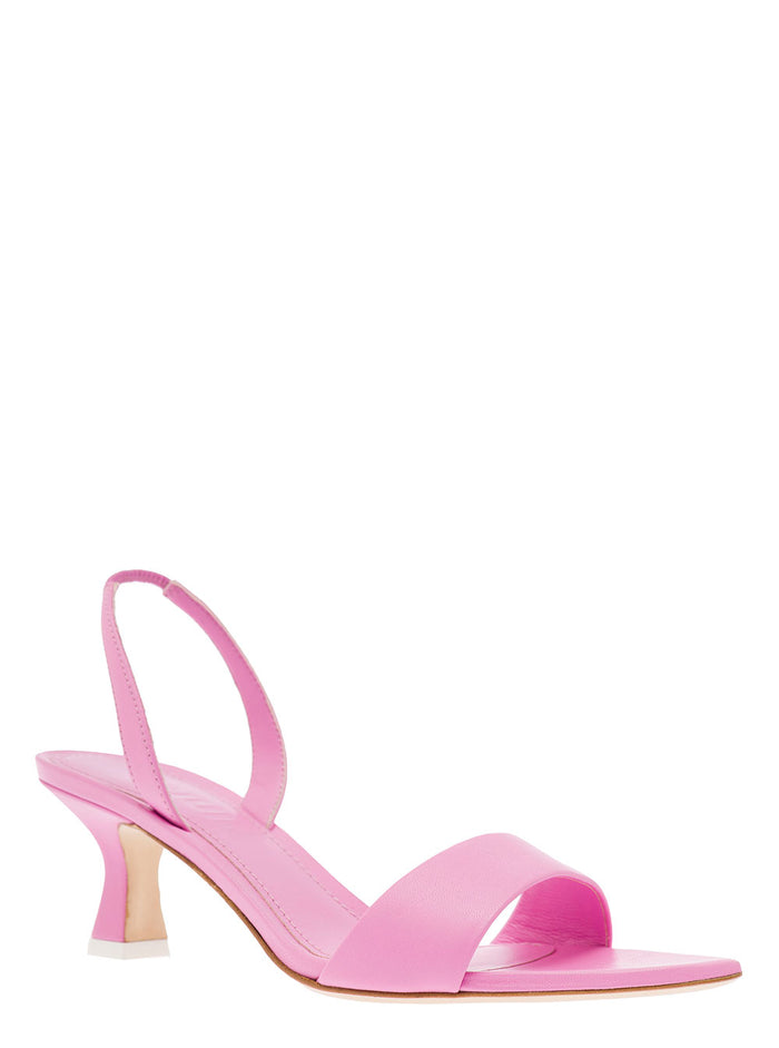 Orchid Pink Pointed Sandals Leather Woman Lamb Heel Shoes