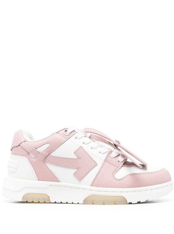 Out Of Office Low Top Sneakers White And Pink Leather Woman Calf