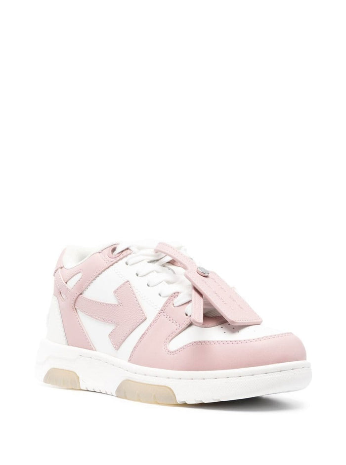 Out Of Office Low Top Sneakers White And Pink Leather Woman Calf