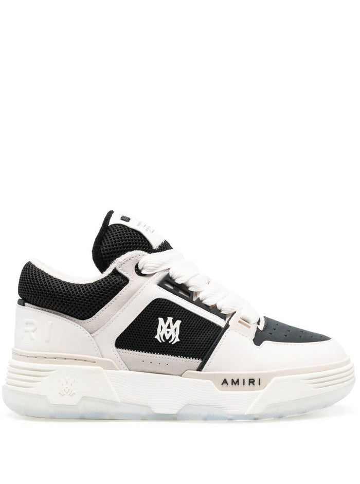 Ma-1 Black And White Low Top Sneakers With Logo Man Calf