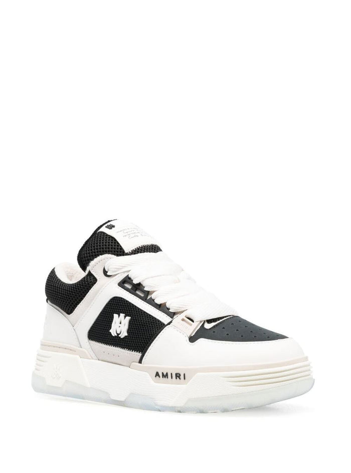 Ma-1 Black And White Low Top Sneakers With Logo Man Calf