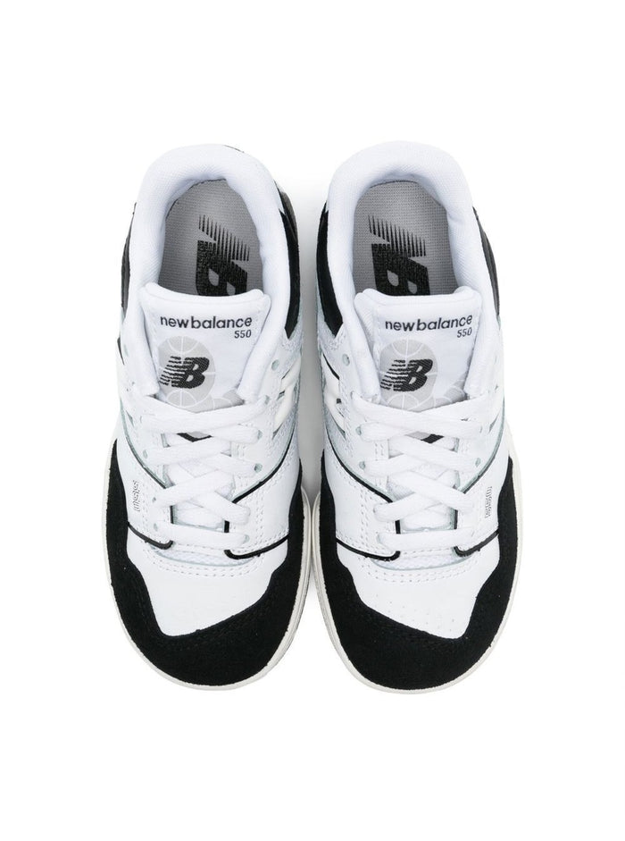 550 White And Black Sneakers With Side Logo Suede Inserts Leather Boy