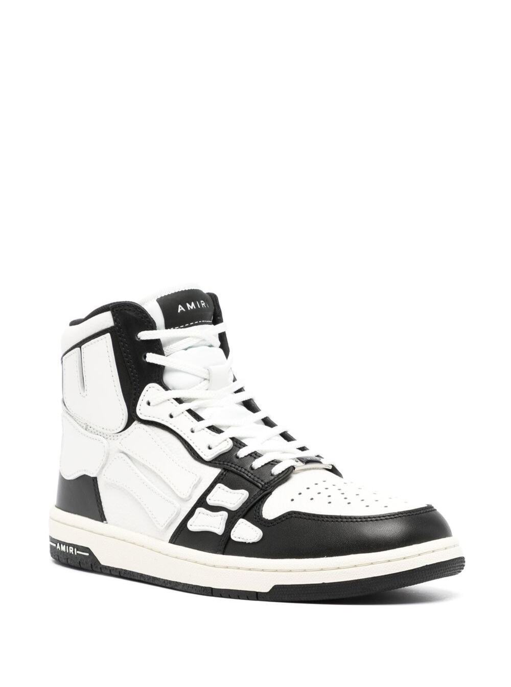 Black And White Skel Hi Top Sneakers Calf Leather Man