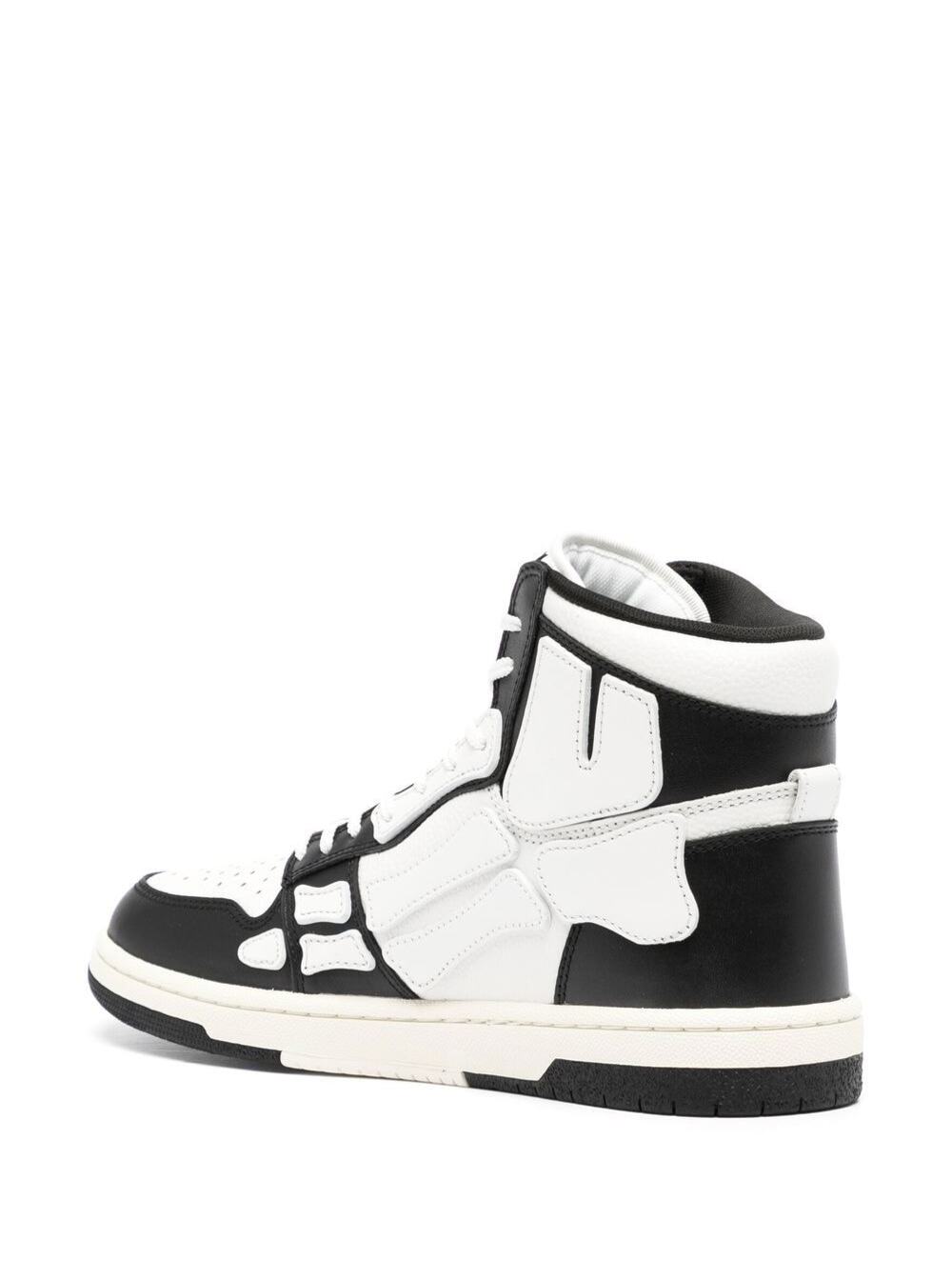 Black And White Skel Hi Top Sneakers Calf Leather Man
