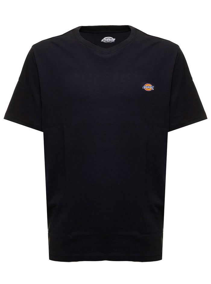 Black Cotton T-Shirt With Logo Print Man Tshirts And Polo Shirts