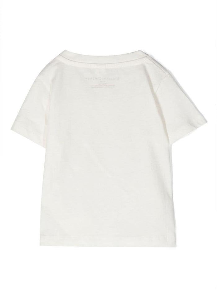 Crewneck T-Shirt With Daisy Print White Cotton Baby Girl Tshirts And Polo Shirts