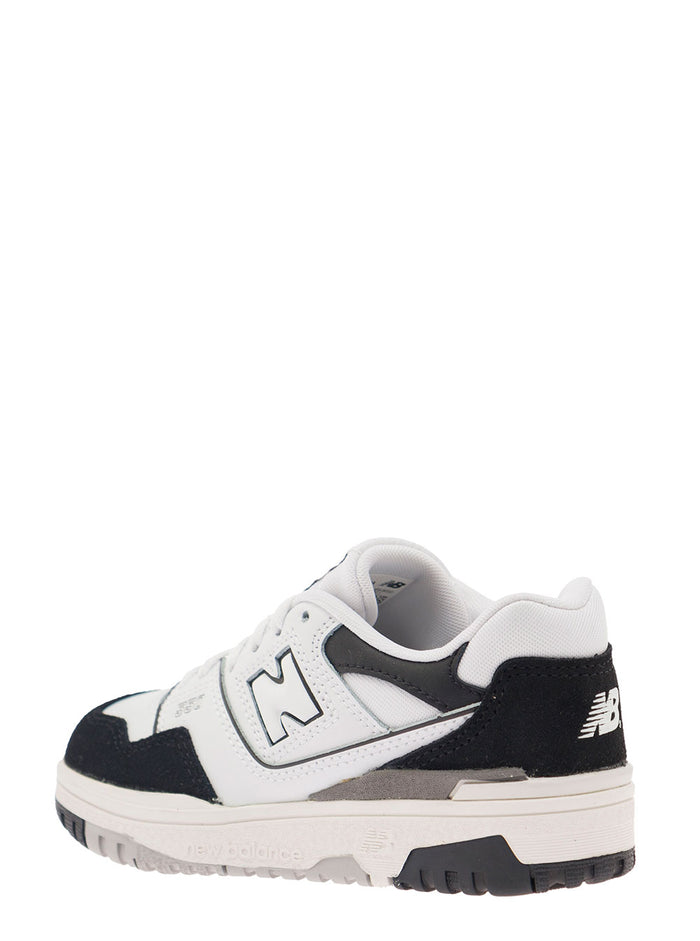 550 White And Black Sneakers With Side Logo Suede Inserts Leather Boy