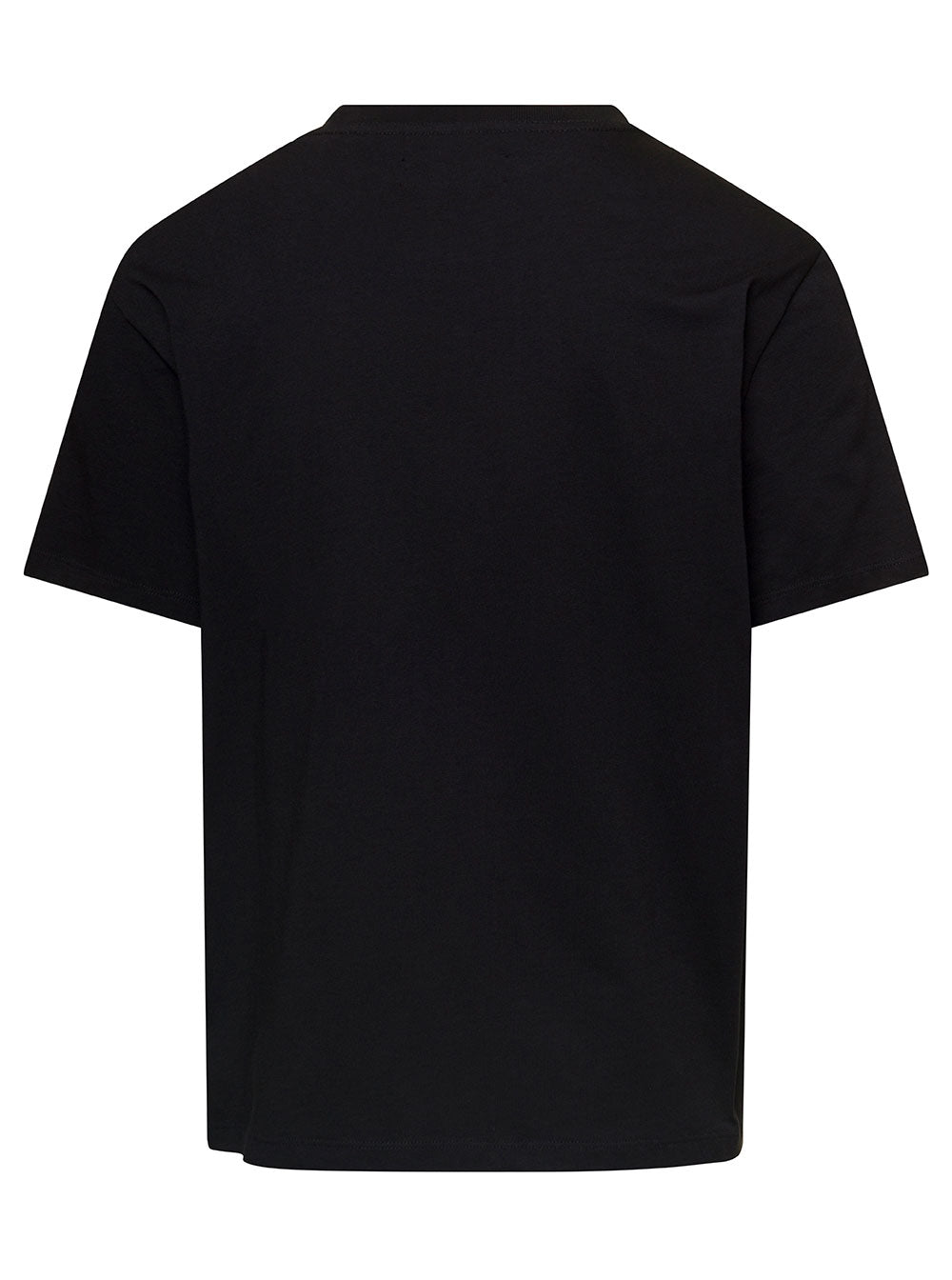 Black Crewneck T-Shirt With Light Blue Logo Print Cotton Man Tshirts And Polo Shirts