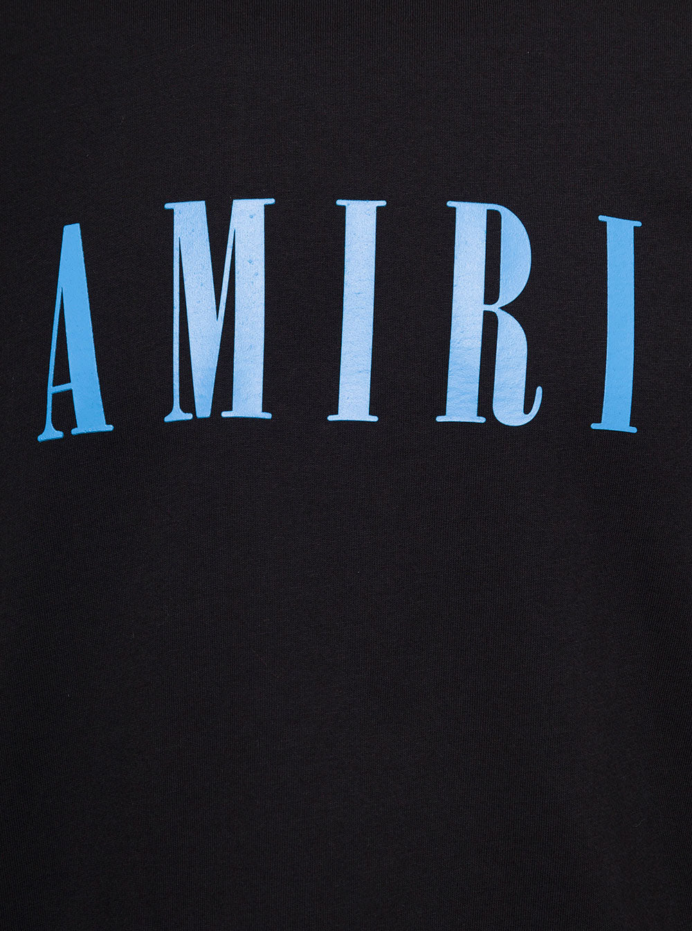 Black Crewneck T-Shirt With Light Blue Logo Print Cotton Man Tshirts And Polo Shirts
