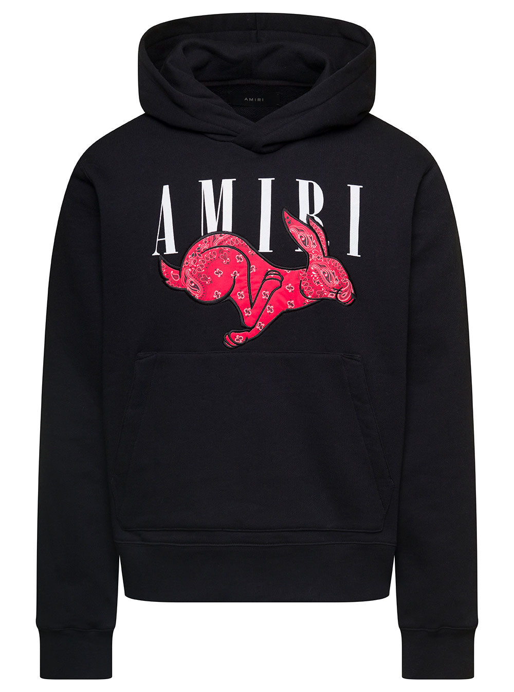 Black Hoodie With Logo And Bandana Rabbit Print Cotton Man Sweatshirts