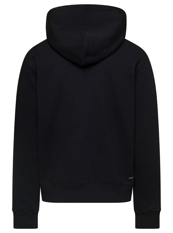 Black Hoodie With Logo And Bandana Rabbit Print Cotton Man Sweatshirts