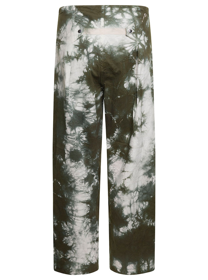 Daisy Military Green Tie-Dye Cargo Pants Cotton Woman Trousers
