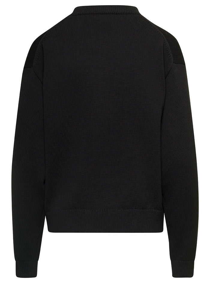 Black Crafted Pull With Boke Flower And Logo On The Chest Cotton Woman Jersey