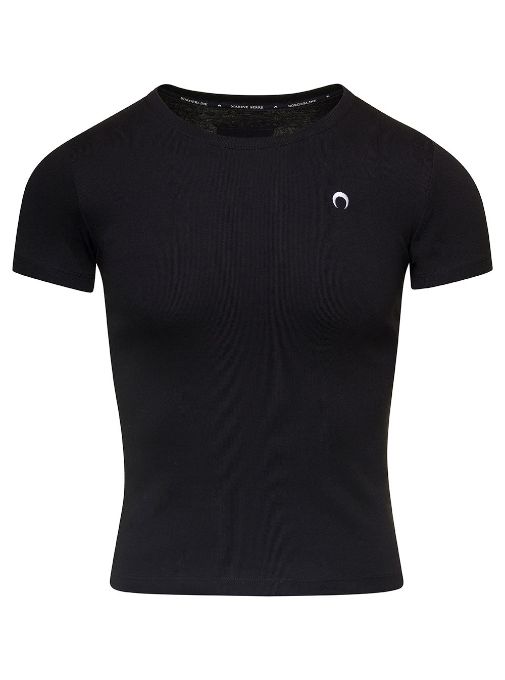 Black Fitted T-Shirt With Logo On The Front Organic Cotton Man Tshirts And Polo Shirts