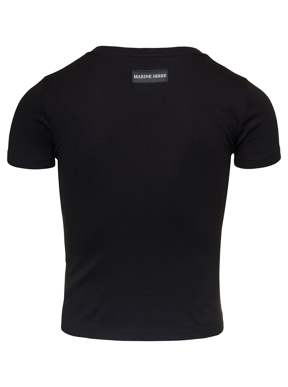 Black Fitted T-Shirt With Logo On The Front Organic Cotton Man Tshirts And Polo Shirts