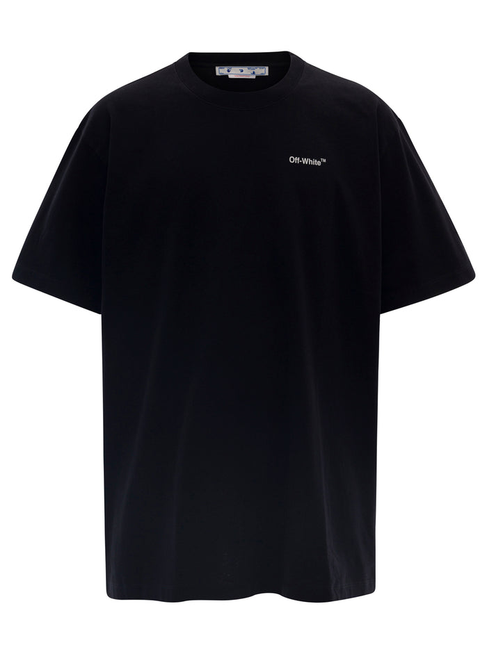 Black Crew Neck T-Shirt With Arrow Logo Print Cotton Man Tshirts And Polo Shirts