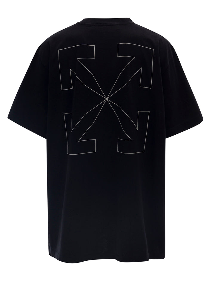 Black Crew Neck T-Shirt With Arrow Logo Print Cotton Man Tshirts And Polo Shirts