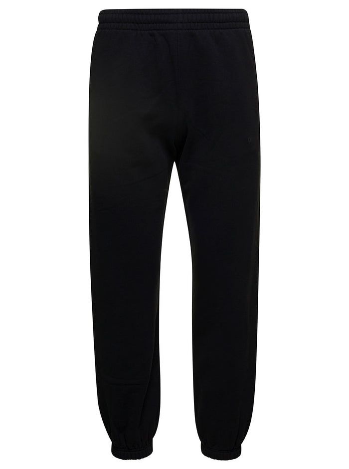 Black Diag-Strip Print Joggers Cotton Man Trousers
