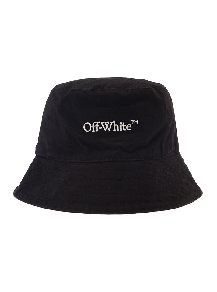 Black Bucket Hat With Contrasting Logo Cotton Man And Gloves