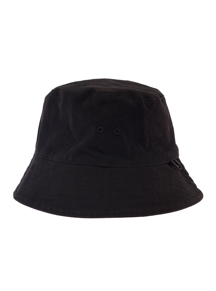 Black Bucket Hat With Contrasting Logo Cotton Man And Gloves
